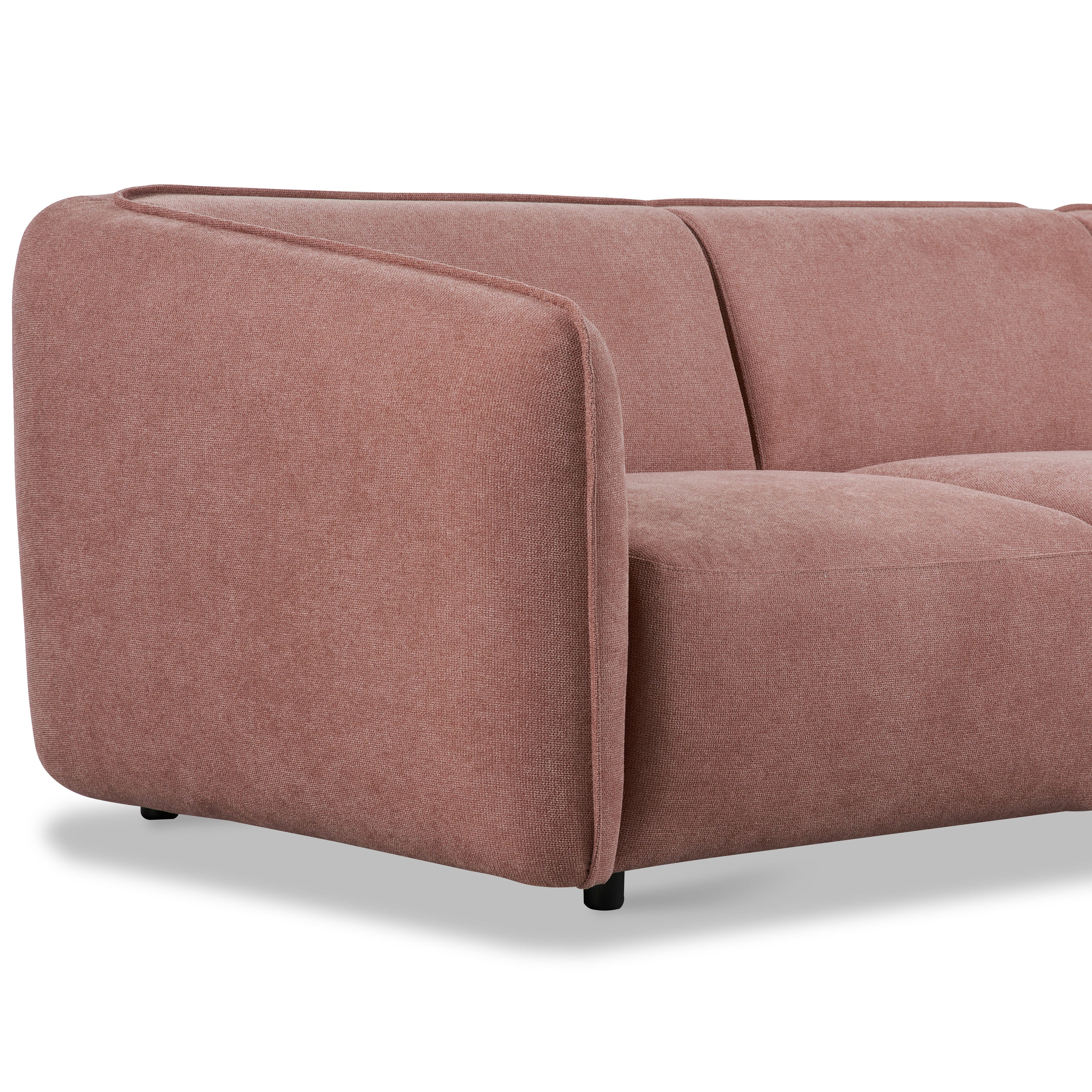 by fonQ Soft Hoekbank Rechts - Open Eind - Micro Chenille - Oud Roze