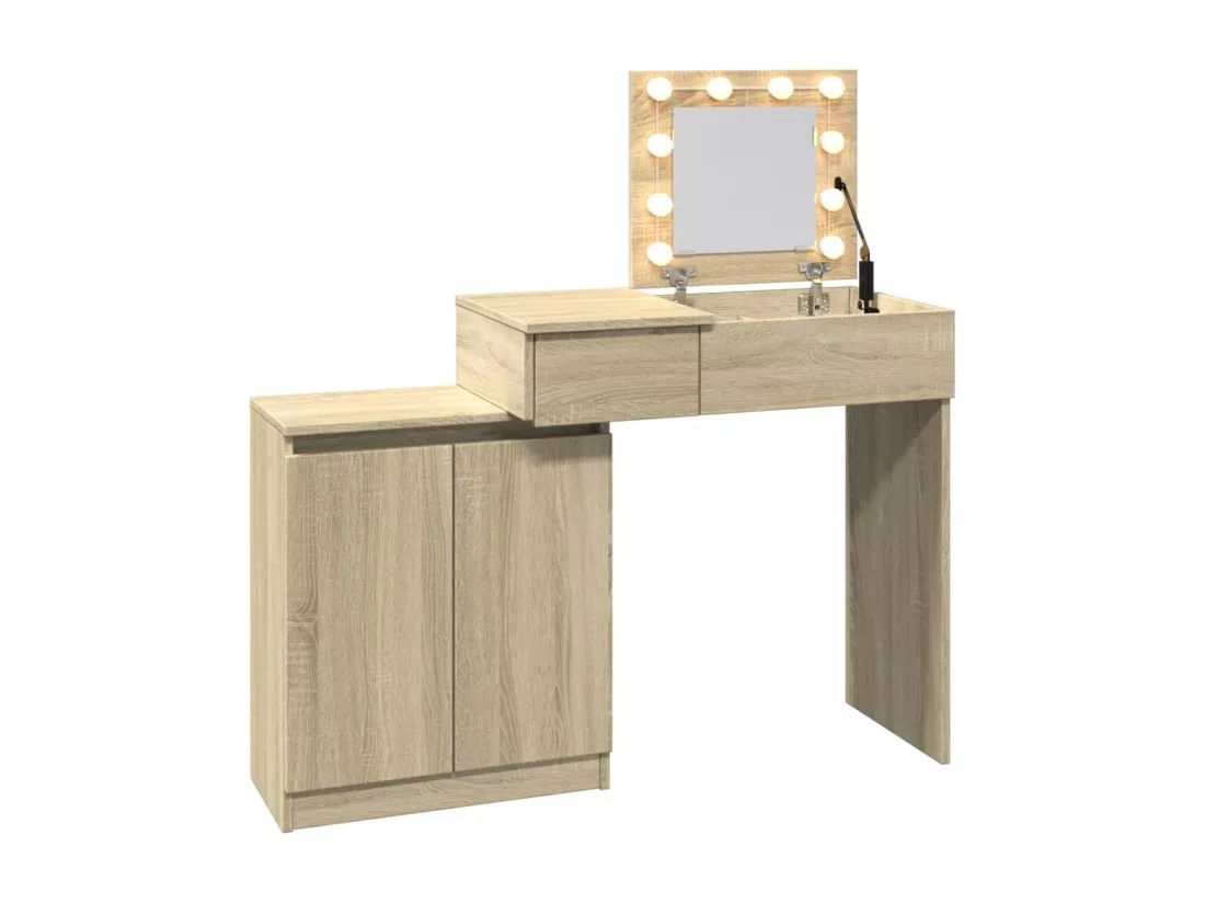 Coiffeuse avec LED chêne sonoma 115x37x110,5 cm