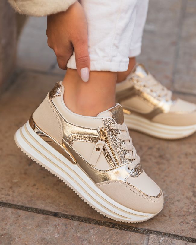 Basket femme beige semelle épaisse - Shiraz
