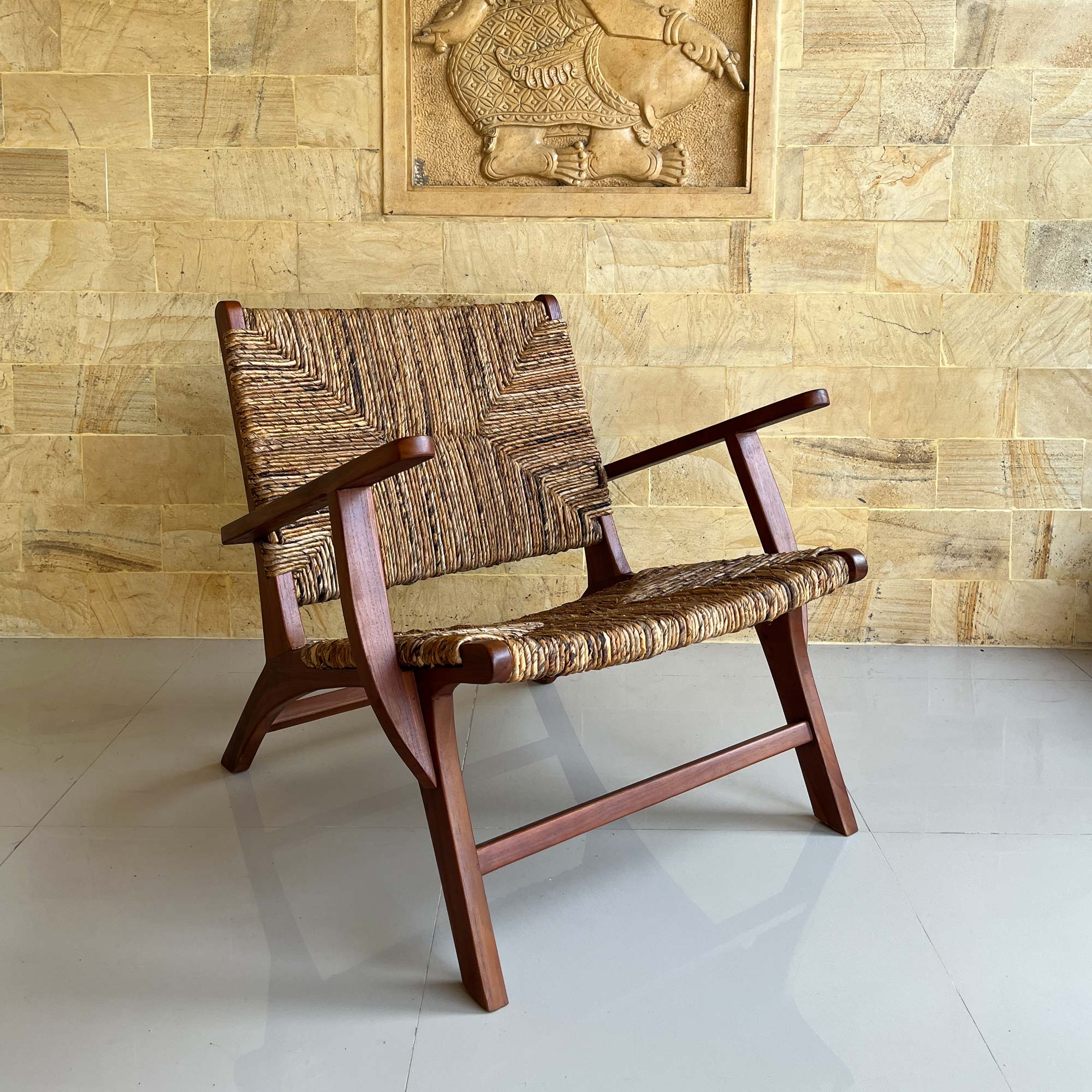 Lounge-Sessel 'Kiyla', Teak und Bananenfaser, B 75 cm, H 75 cm, L 80 cm von fischer's lagerhaus