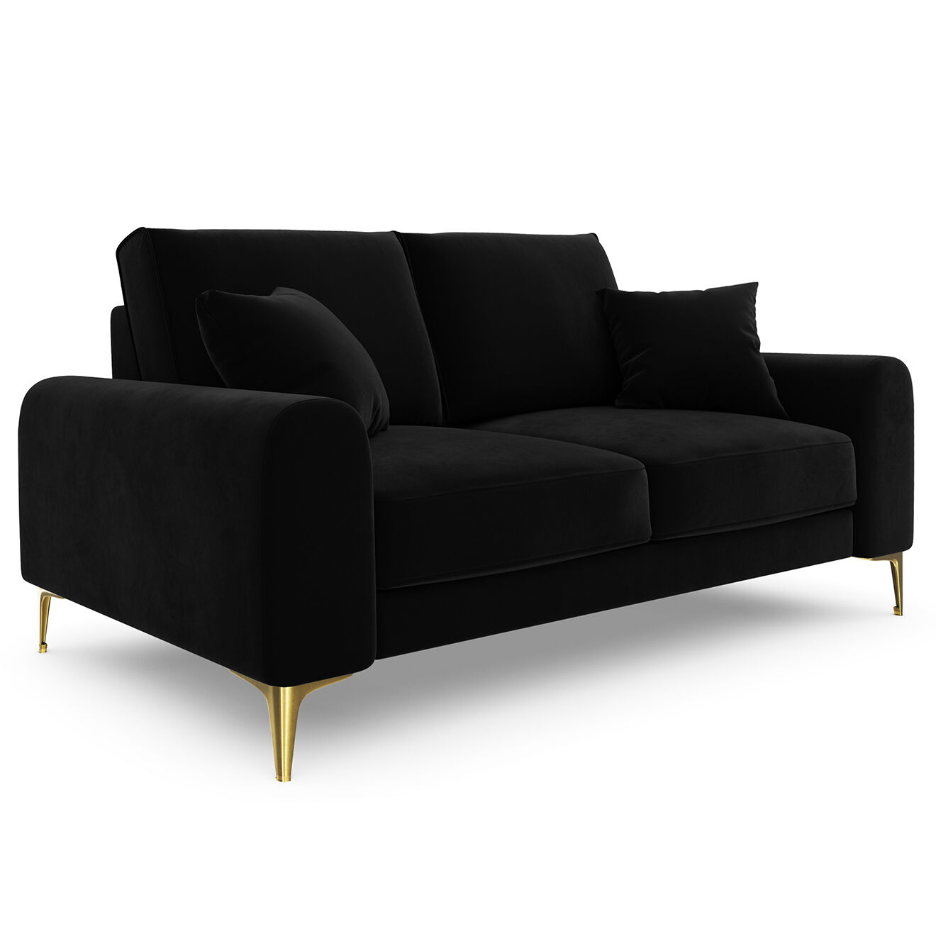 Mazzini Sofas Canapé 2 places velours madara noir - 172x102x90 cm
