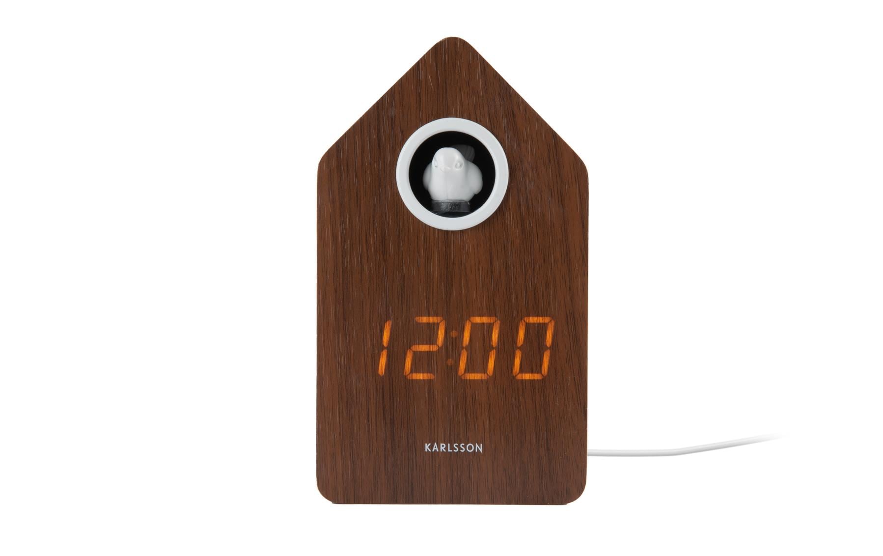Digitalwecker Kuckuck Dark wood veneerLED Wecker