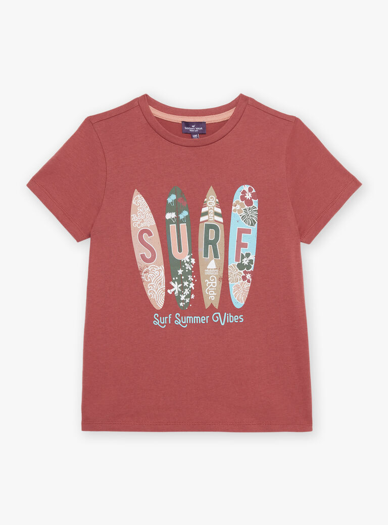 T-shirt rouge thème surf