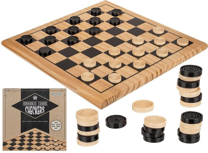 Houten damspel met damstukken en bord 28 x 28 cm - Denkspellen - Dammen