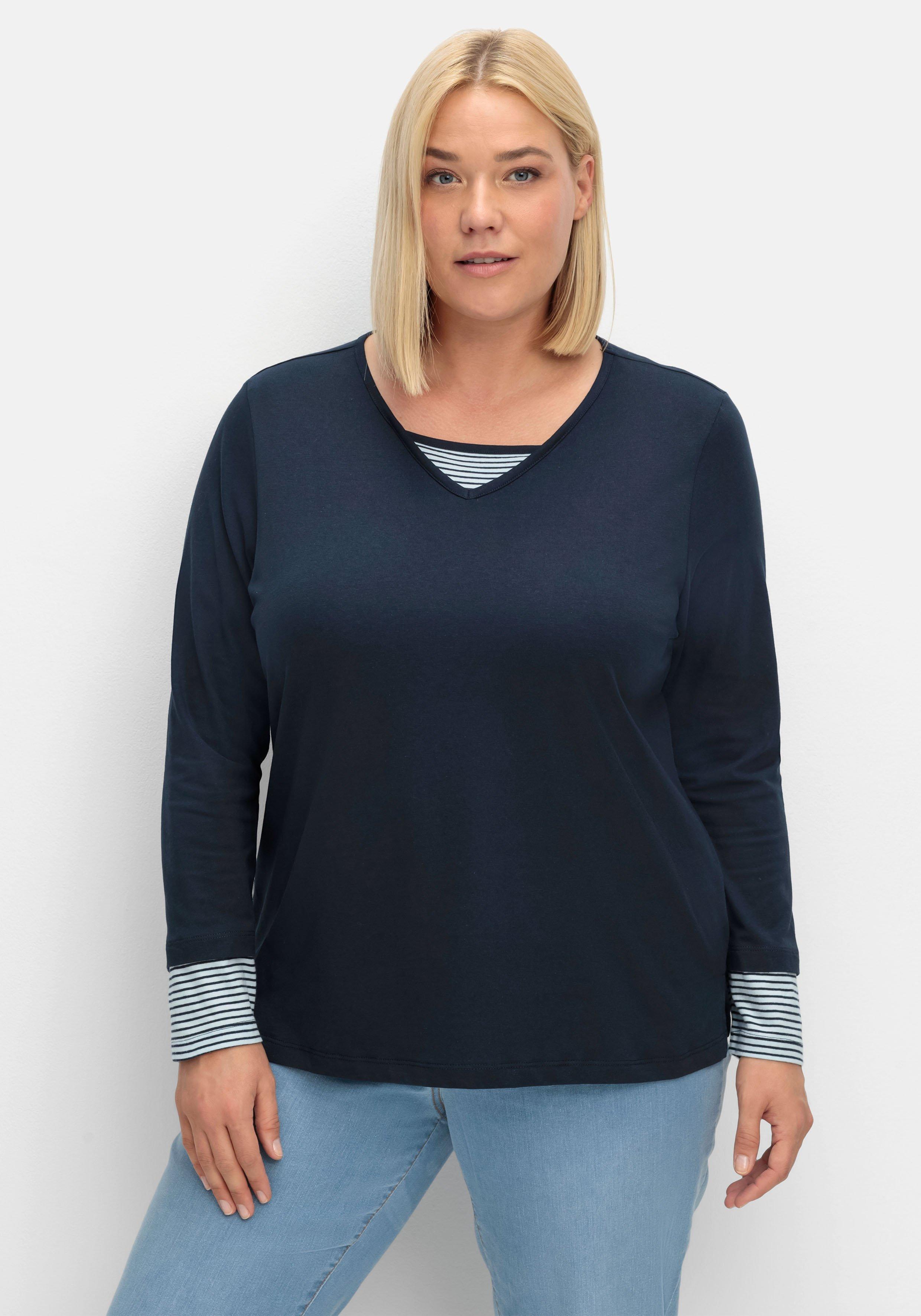 Shirt mit Streifendetails, im Layerlook