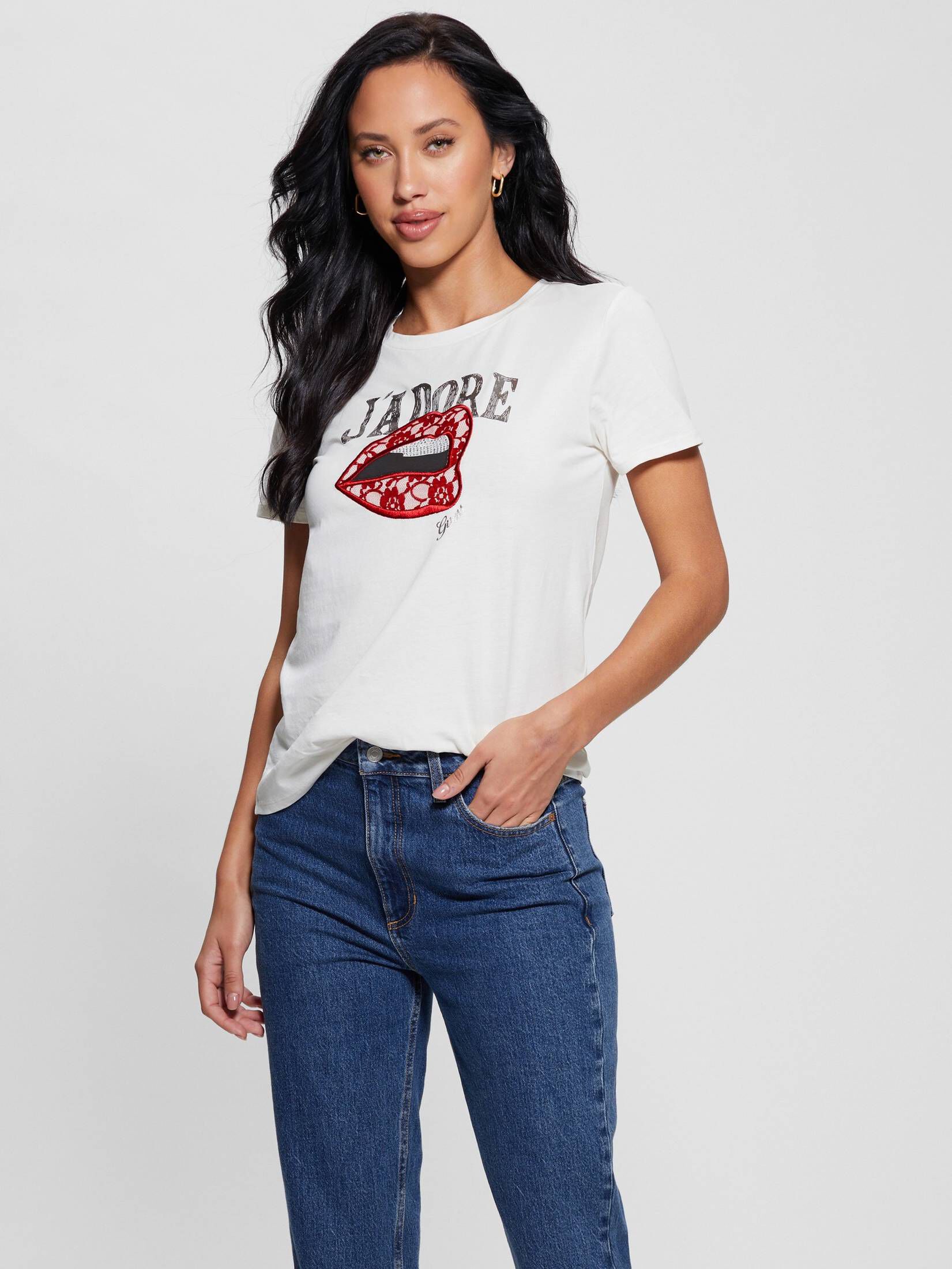 Guess| Damen T-Shirt J'ADORE EASY TEE