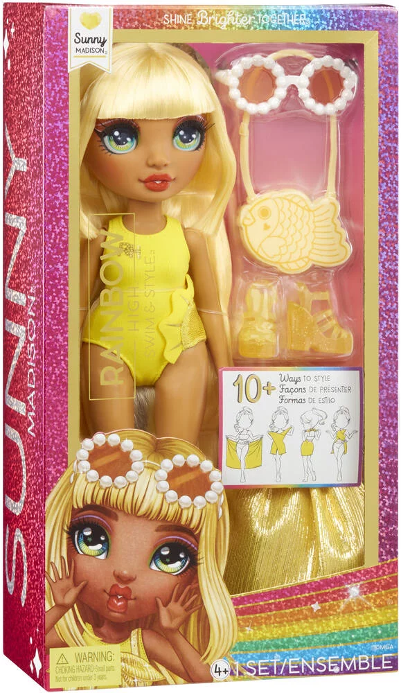 RAINBOW HIGH SWIM ET STYLE POUPEE MANNEQUIN 27CM - SUNNY JAUNE
