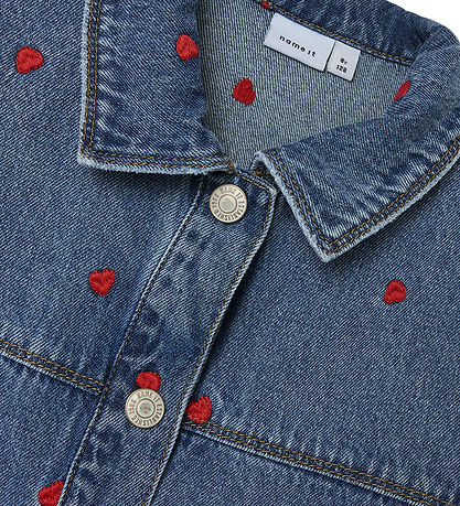 Name It Jeansjacke - NkfMandy - Medium+ Blue Denim/Heart