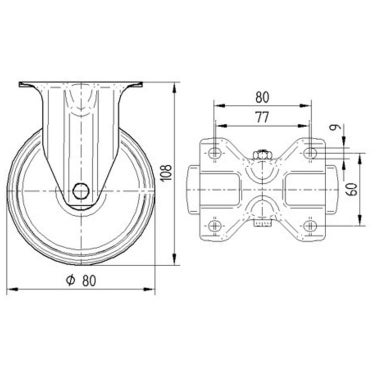 TENTE 3478 PVJ 080 P62 zwart bokwiel 80 mm