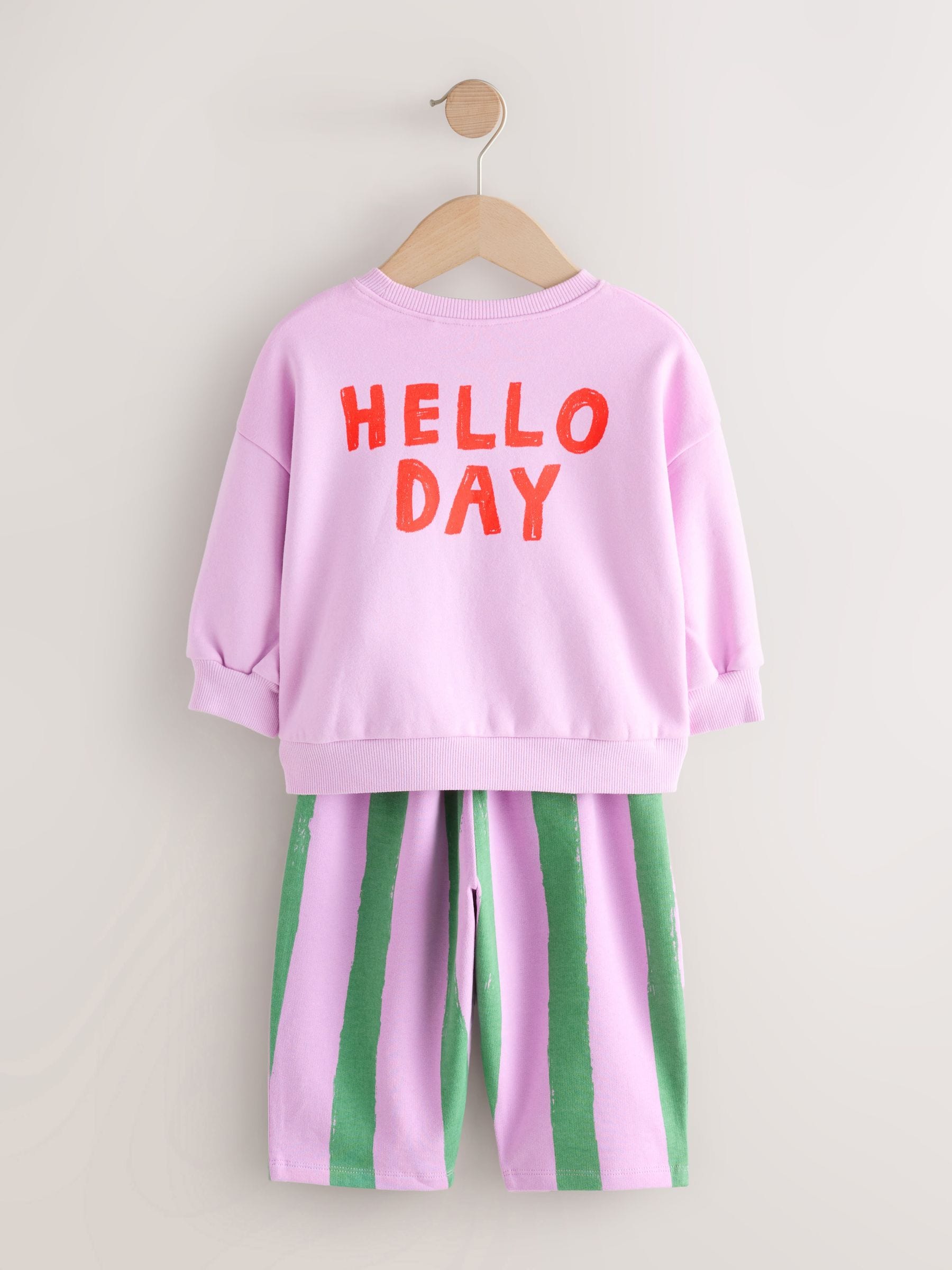 Roze gestreepte eenhoorn - Set van sweatshirt en joggingbroek met rechte wijde pijpen (3mnd -7jr)