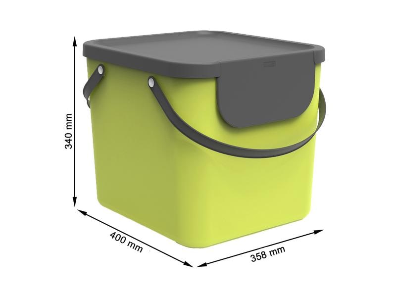 Rotho Recyclingbehälter Albula 40 l, Lime Grün Mülleimer