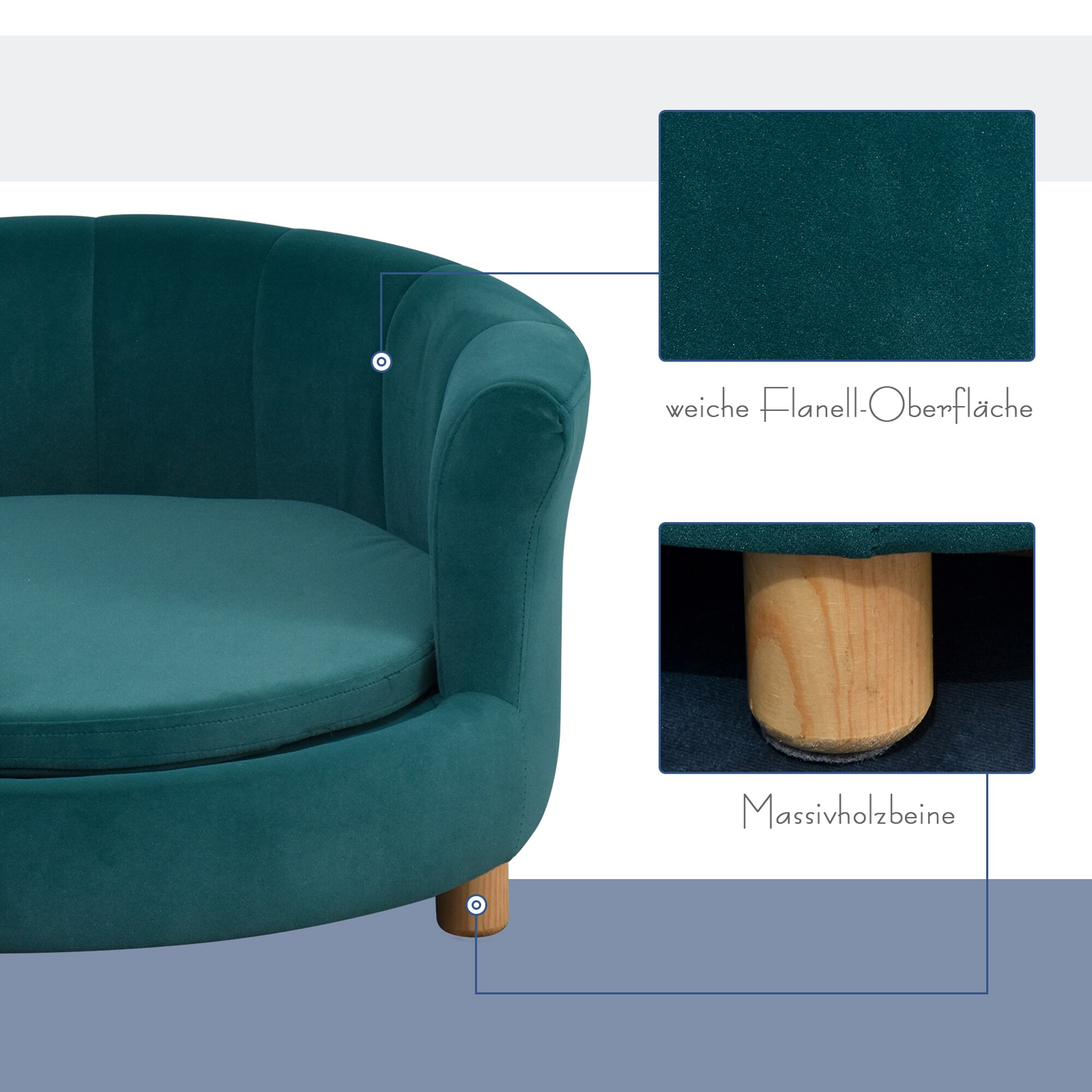 PawHut Hundesofa mit kuschligem Stoffbezug grün 65 x 64 x 37 cm (BxTxH)