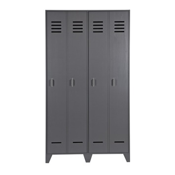 WOOOD lockerkast Stijn staalgrijs grenenhout 187 x 103 x 40 cm