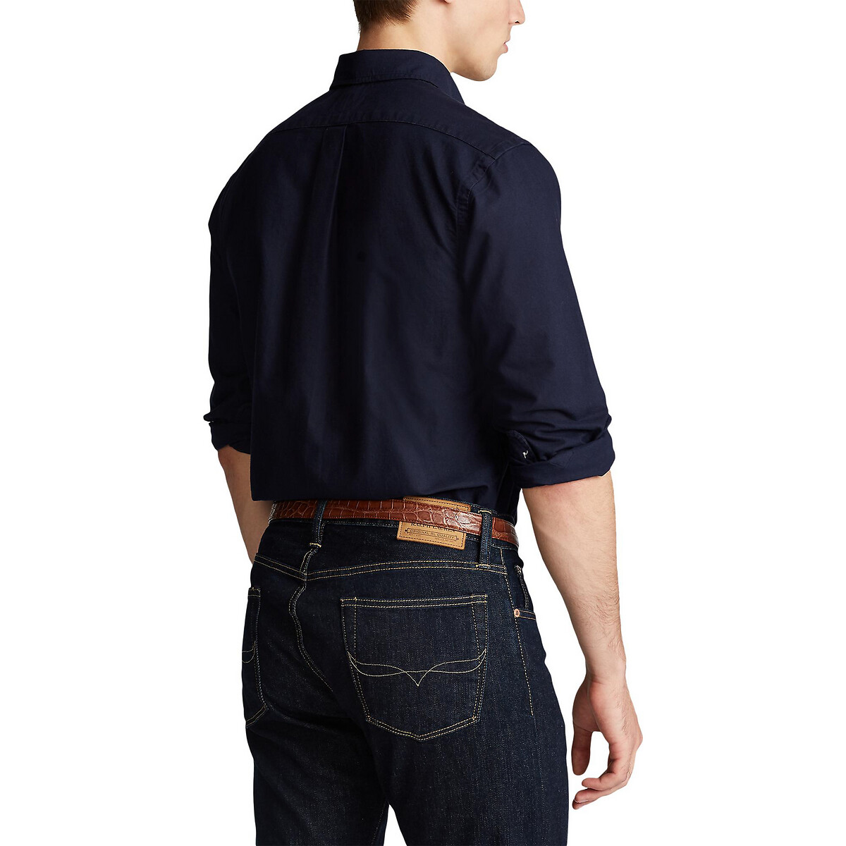POLO RALPH LAUREN<br>Camisa Oxford elegante, tingida em peça
