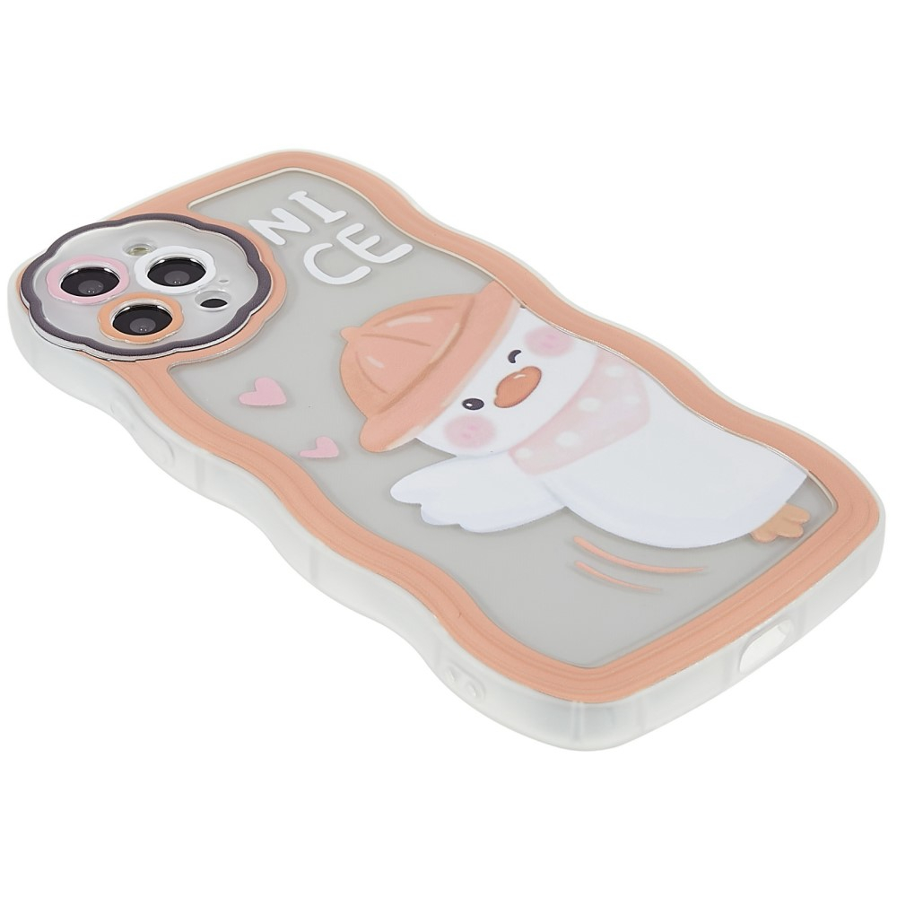 iPhone 12 Pro Gummi Hülle Air Cushion Fallschutz Kinder Design - Nice (Rosa / Weiss)