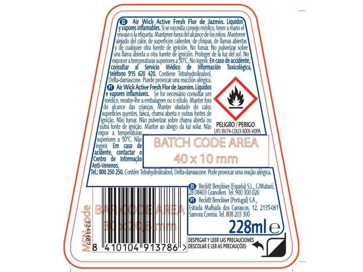 AMBIENTADOR RECARGA AIR WICK ACTIVE FRESH JASMIM 224 ML