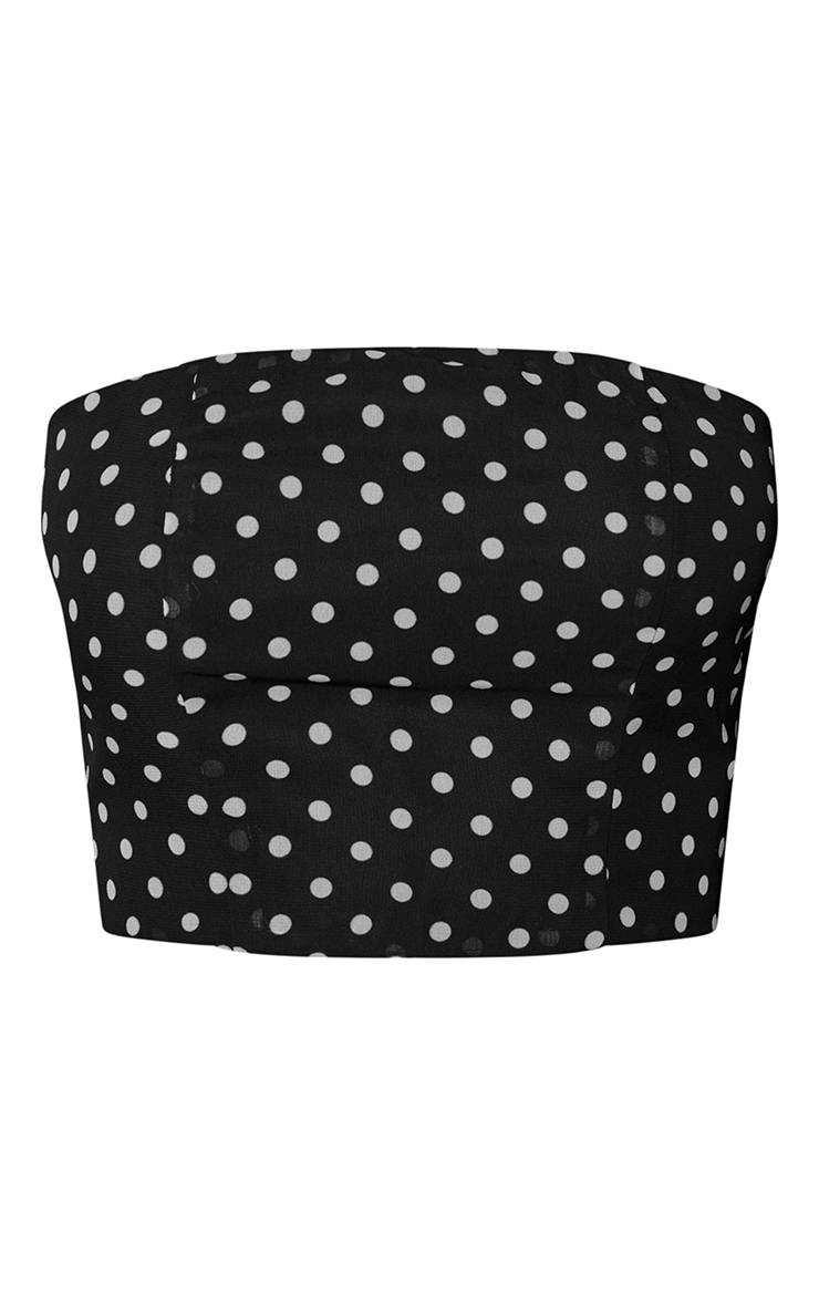 Noir Haut Bandeau En Mousseline À Pois Coordonné