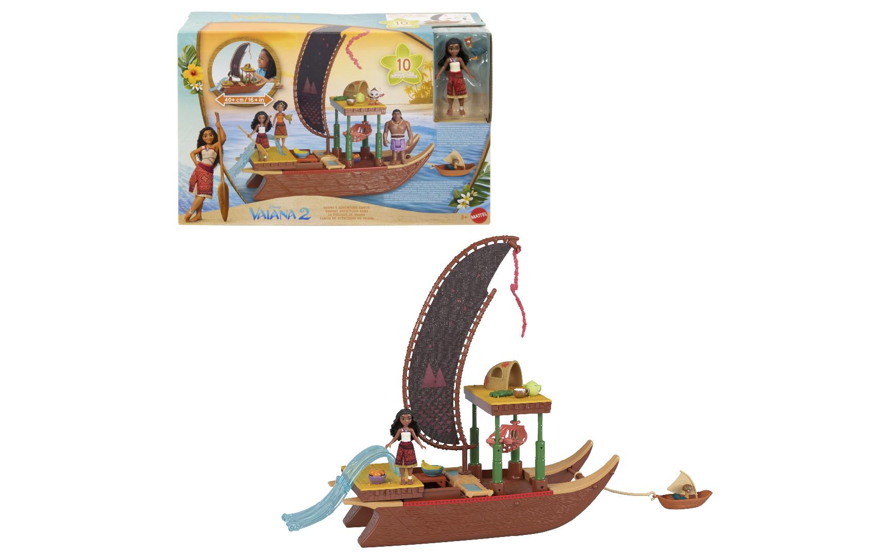 Disney Vaiana 2 Transforming SetAbenteuer-Spielset mit kleiner Puppe, Kanu und 10 Zubehörteilen