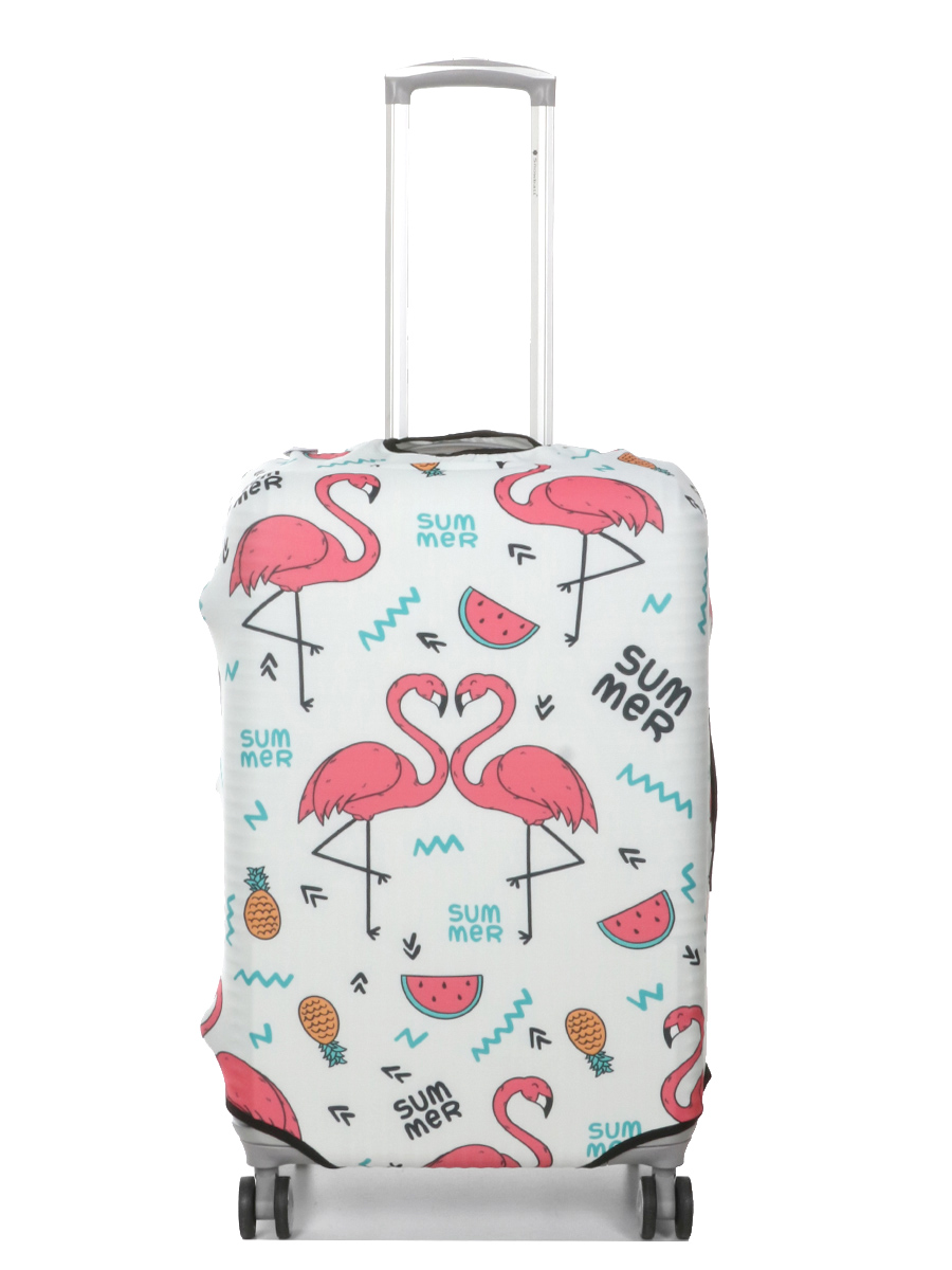 Housse de valise Periea White with Summer Flamingos M