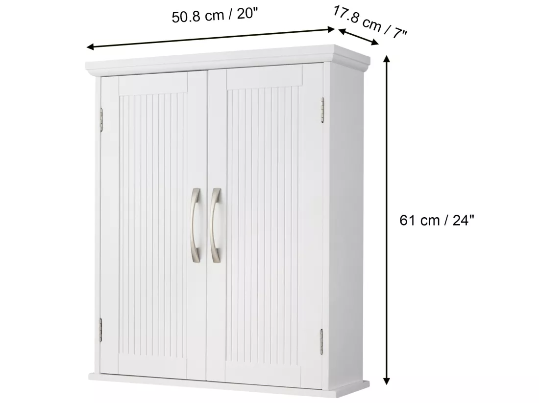 Armoire à pharmacie murale en bois pour salle de bain avec étagères réglables