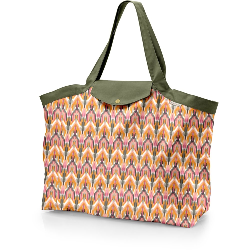 Grand Sac Cabas En Tissu Ikat Ocre