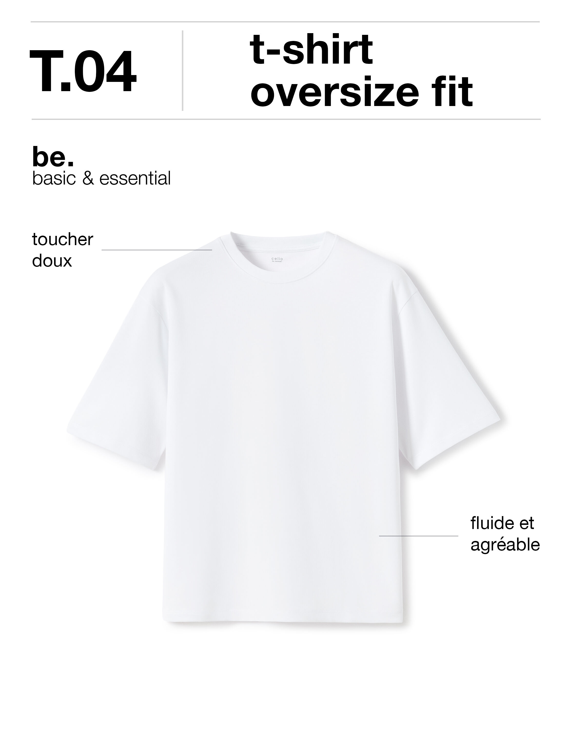 T-shirt oversize col rond - blanc