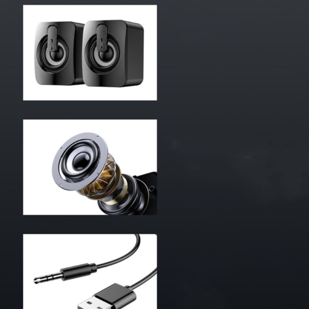 Macbook / Notebook / Laptop / PC Stereo Lautsprecher USB / 3.5mm AUX Anschluss   Lautstärkeregler und RGB Beleuchtung - Schwarz