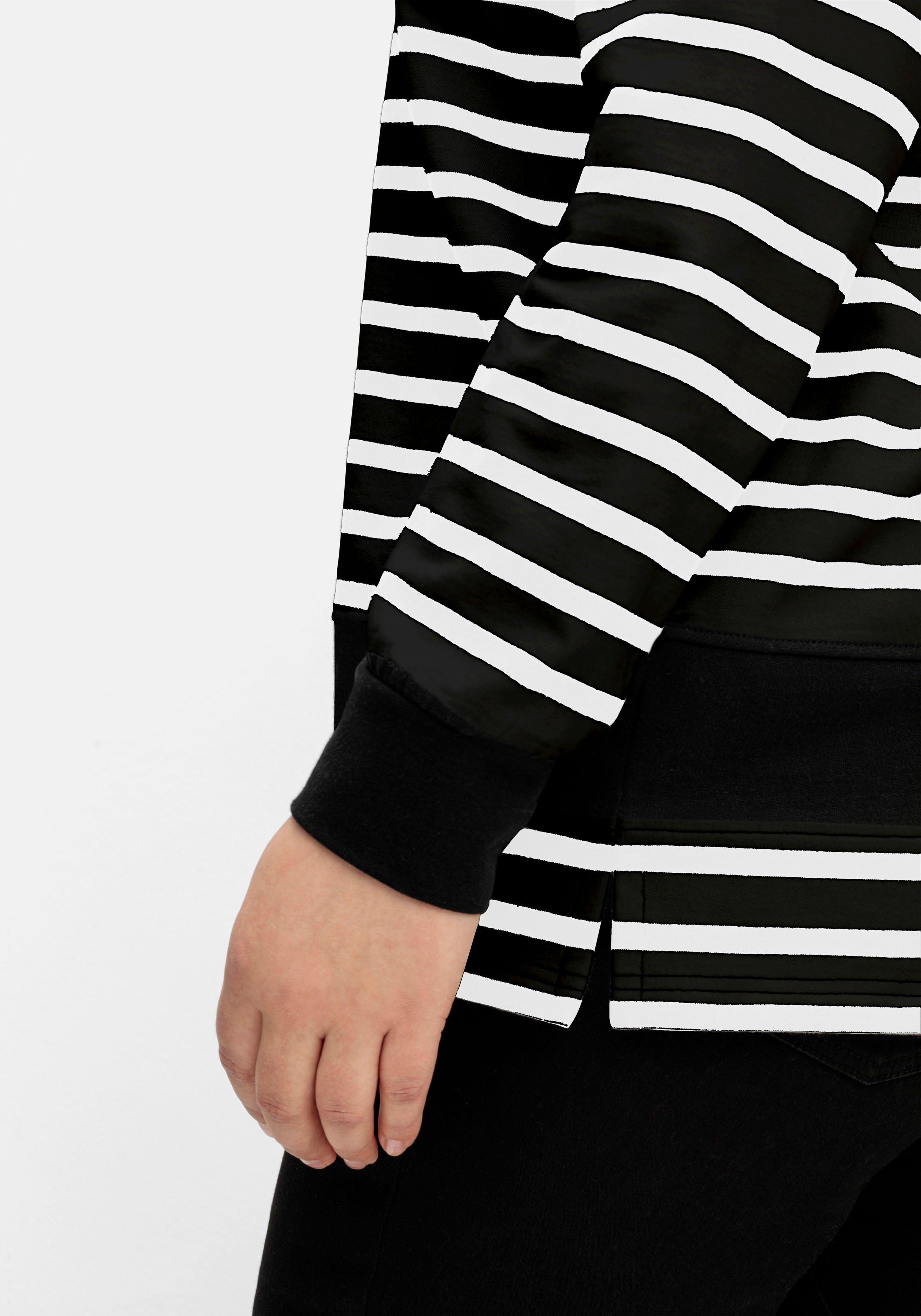Geringelte Sweatjacke mit Kapuze