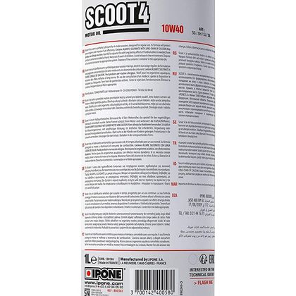 Huile moteur Ipone SCOOT 4 - 10W40 - 1 LITRE Universel