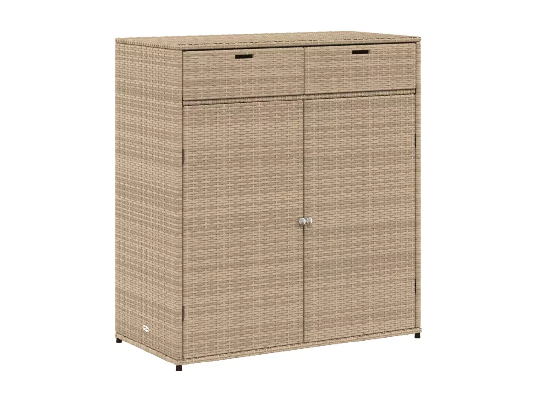 Armoire de rangement jardin beige 105x55x113 cm résine tressée