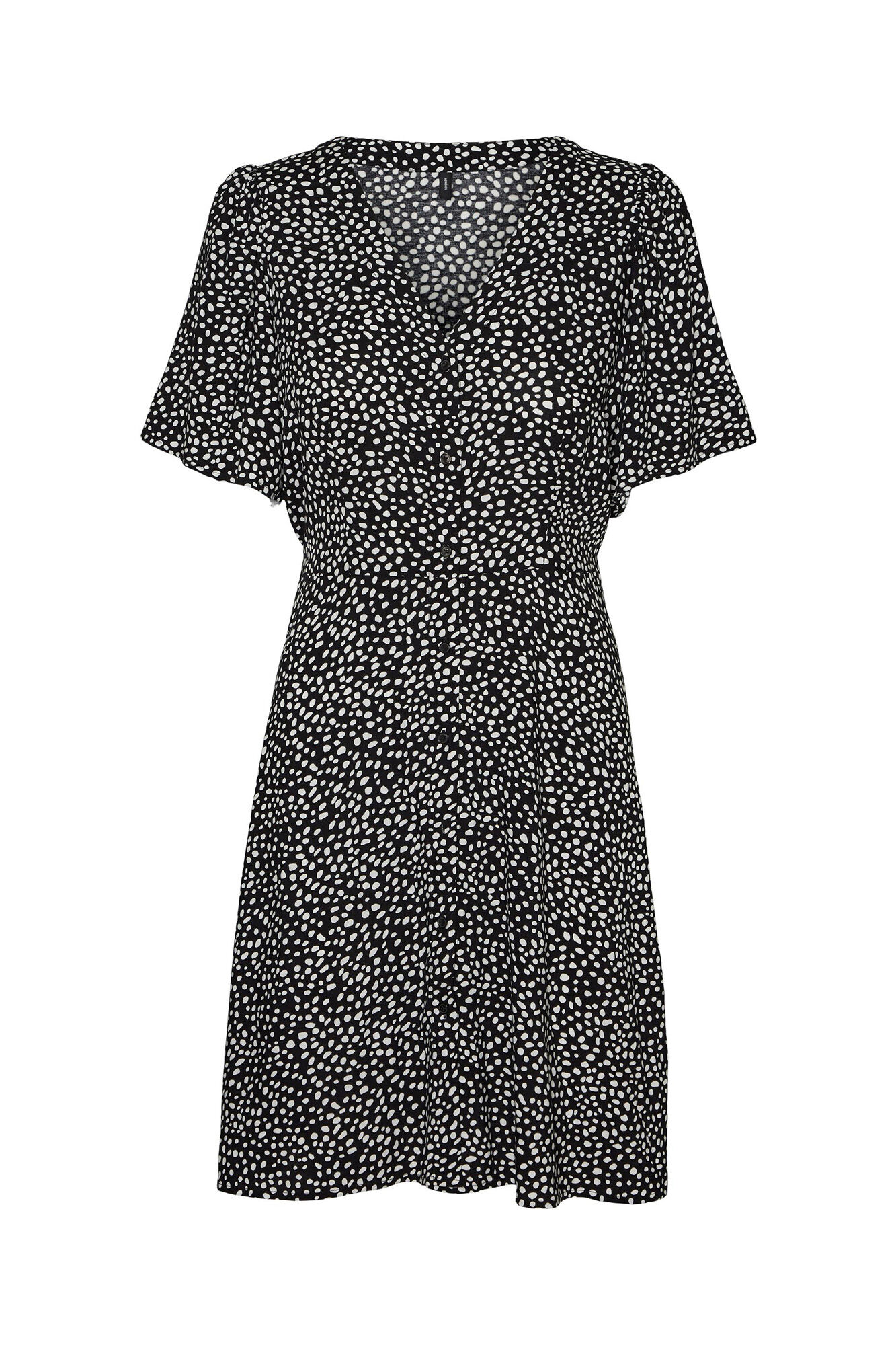 Vestido curto com decote em V - Preto