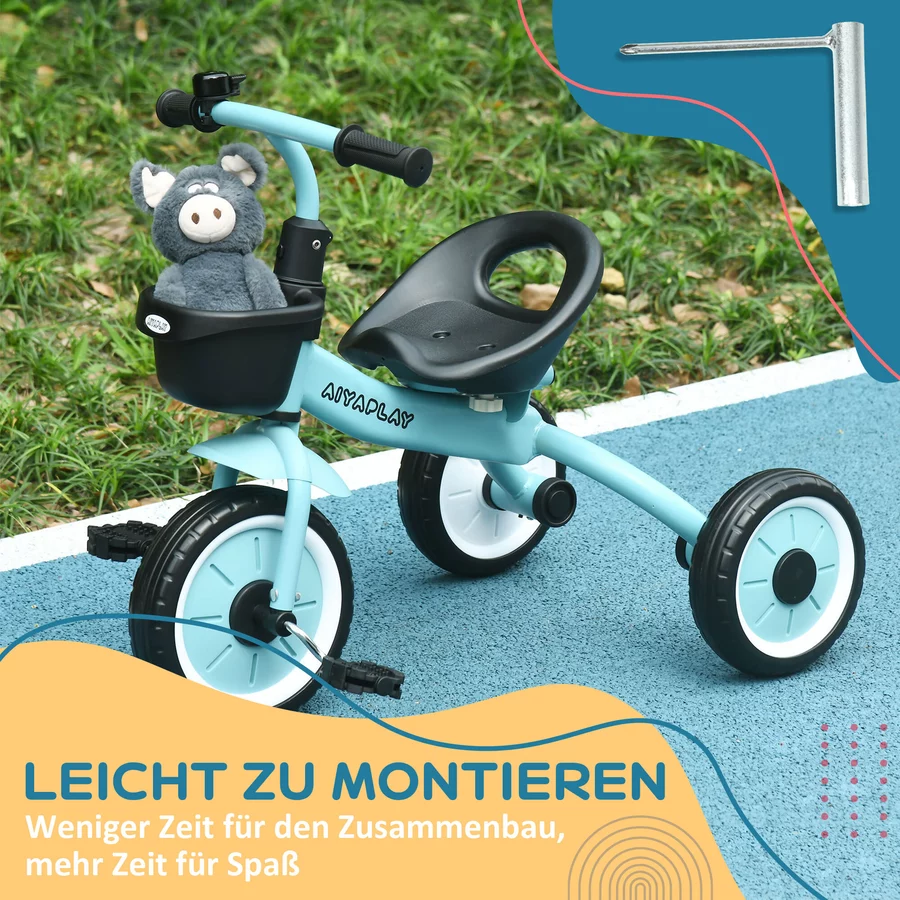 AIYAPLAY Dreirad mit Korb blau