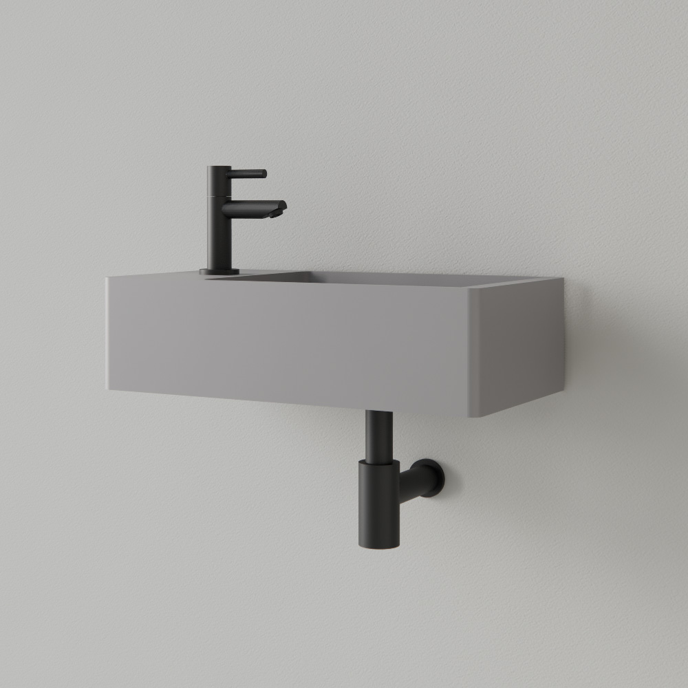 Sanigoods Luko fontein 40x22cm links met kraangat leigrijs