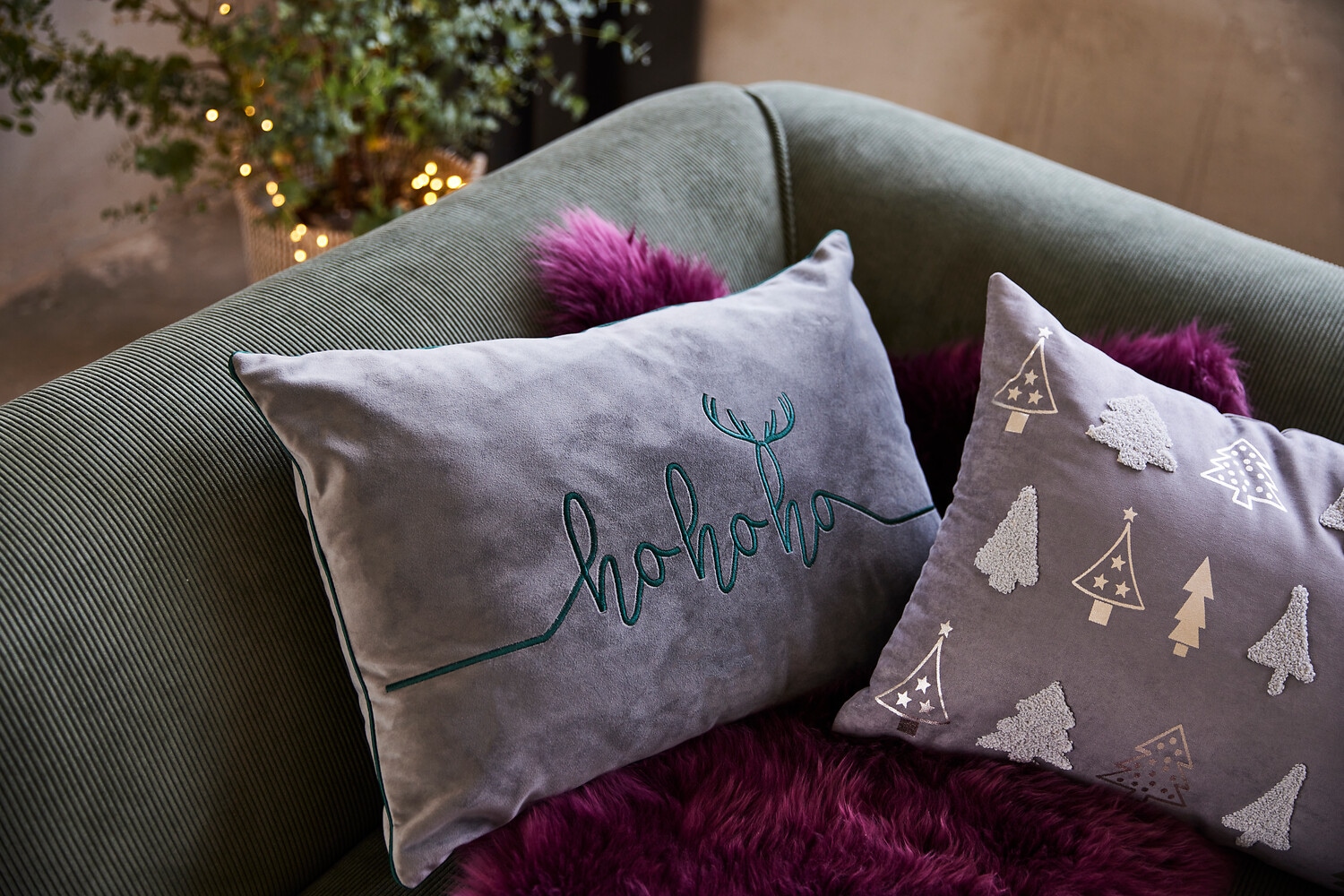 done.® Dekokissen »Santa's Comming« Velourstoff Anthracite