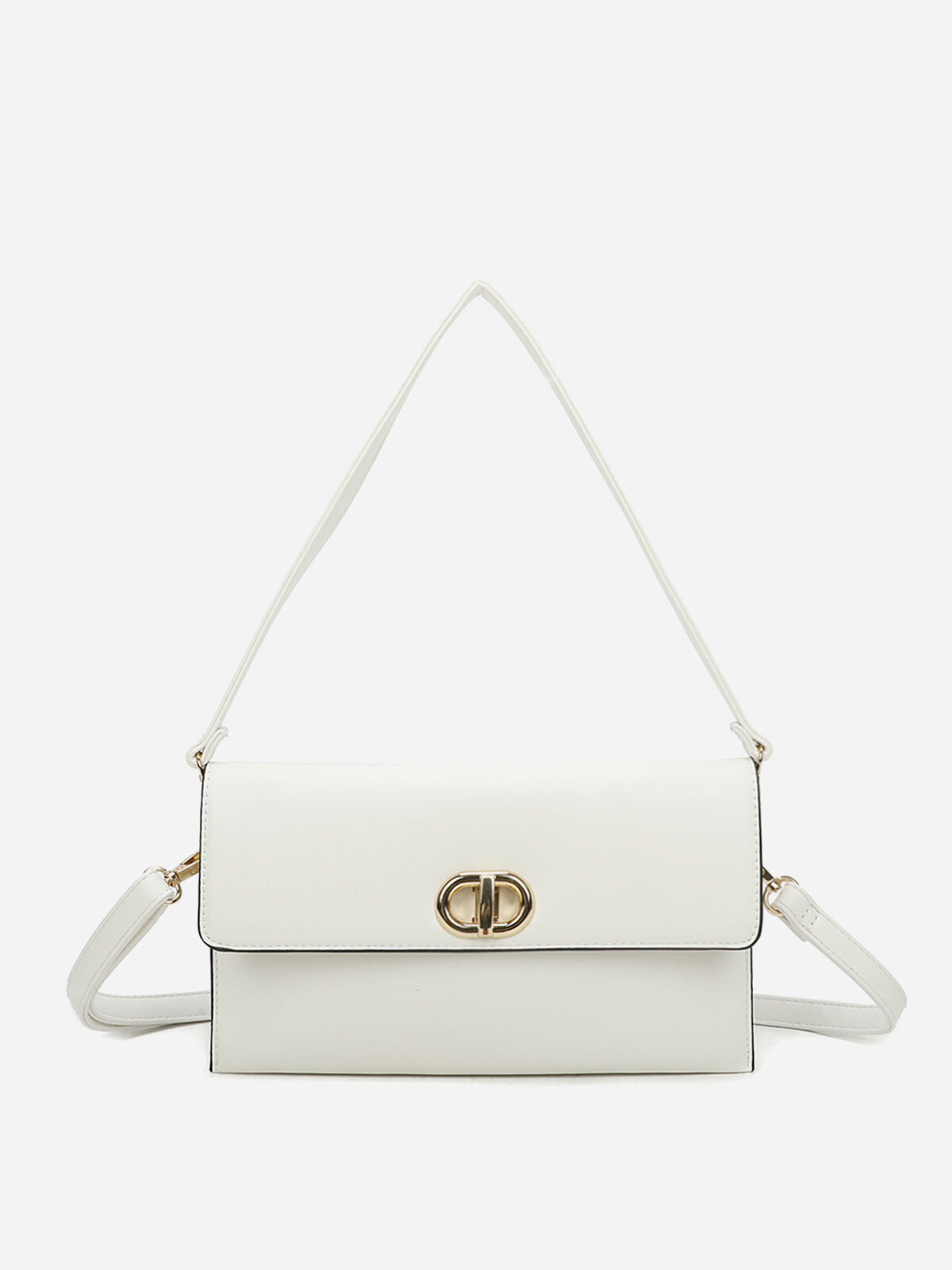 Sac bandoulière à boucle dorée- Blanc