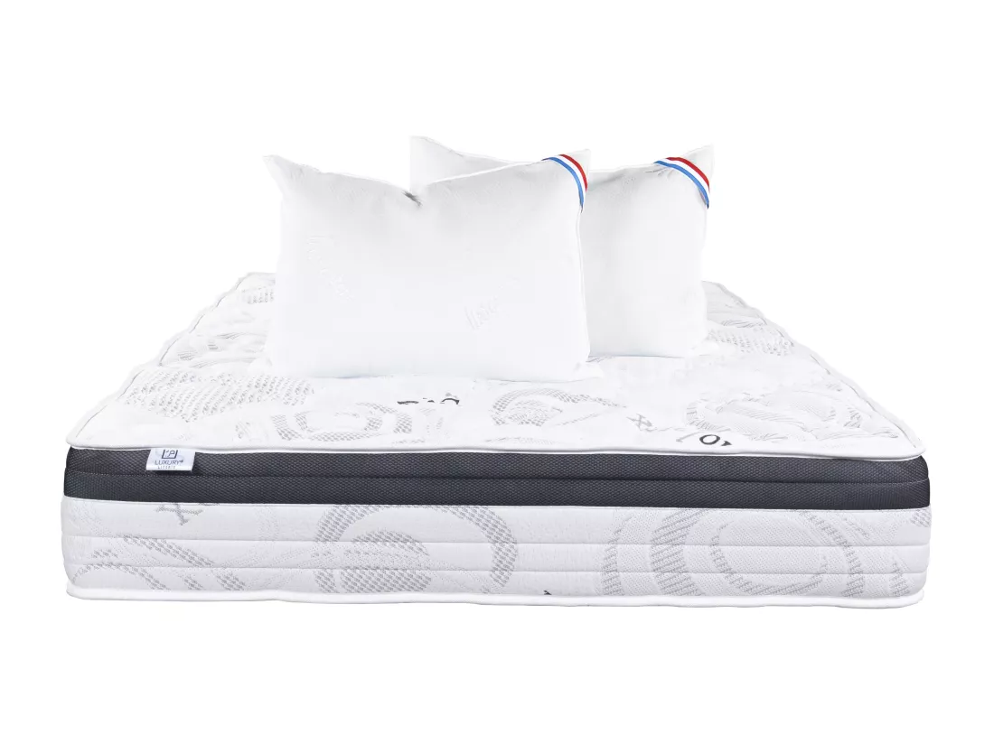 Matelas 160x200 cm, Sleeplux, 26cm, latex, ergonomique, haute densité + 2 Oreillers