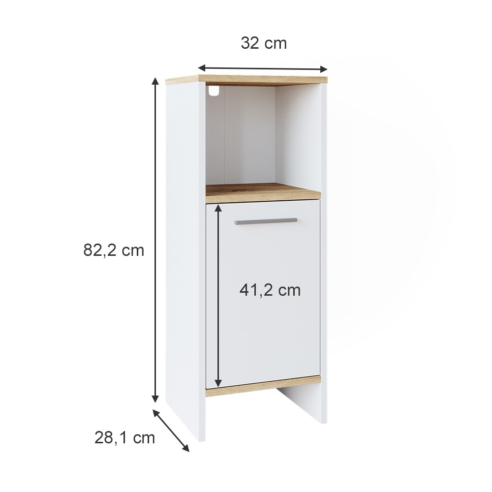 Vicco Midischrank Badschrank Badezimmerschrank Elvio Weiß Sonoma Fächer Ablage