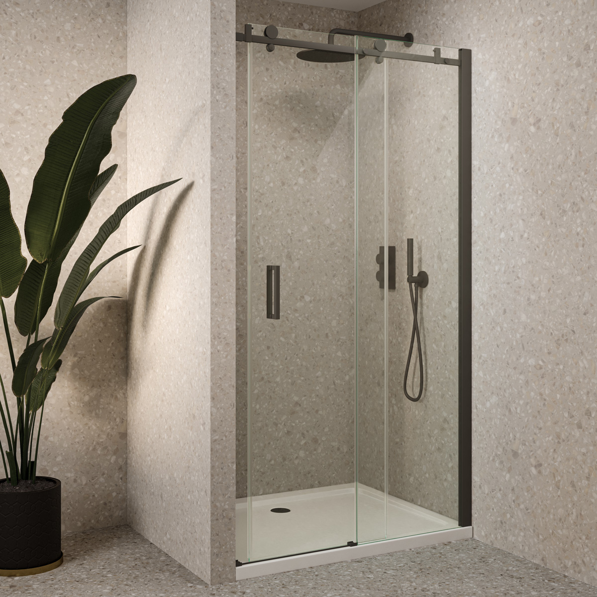 Saniclear Supreme profielset voor douchedeur 100-110cm zwart mat