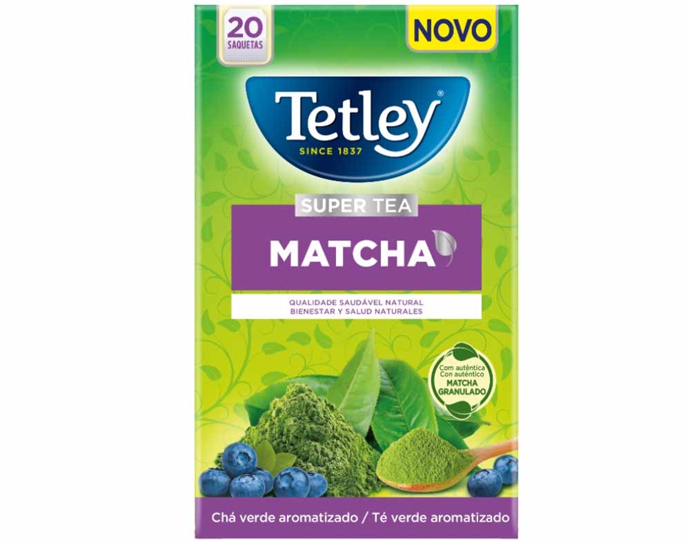 CHÁ TETLEY VERDE MATCHA MIRTILO 20 SAQUETAS