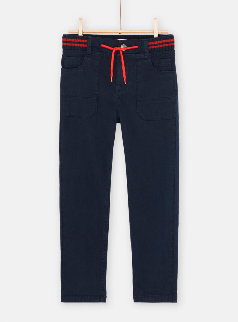 Pantalon bleu nuit à taille élastiquée garçon