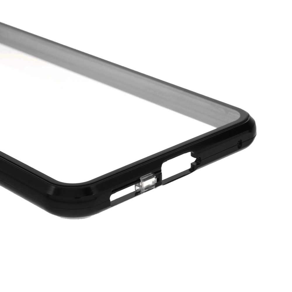 Samsung Galaxy S21 FE 5G Magnetische Alu Schutzhülle mit Panzer Glas Backcover   Displayschutz (Magnet-Technologie) - Schwarz