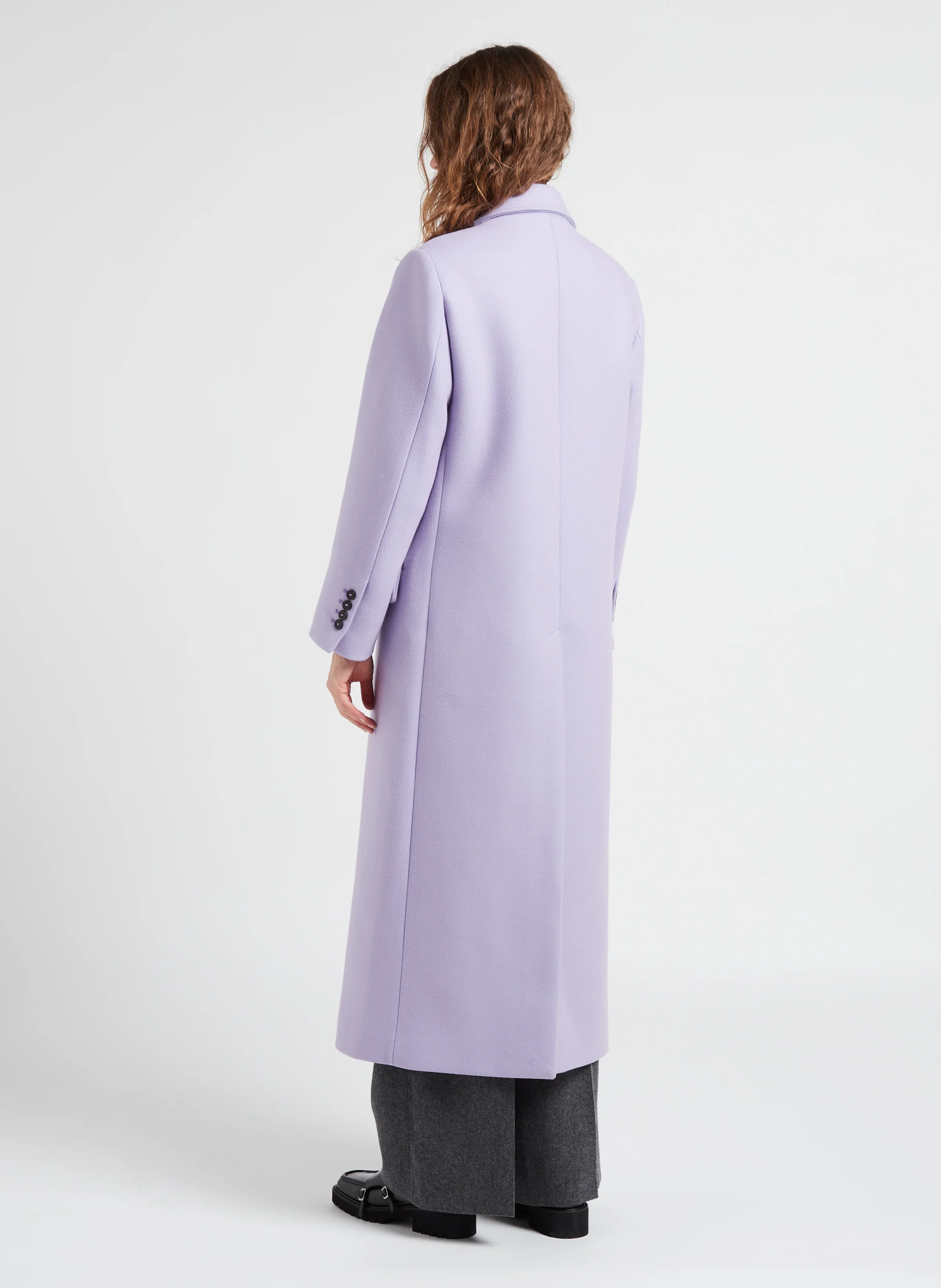 ASTRE - Manteau long col tailleur en laine vierge mélangée | Violet