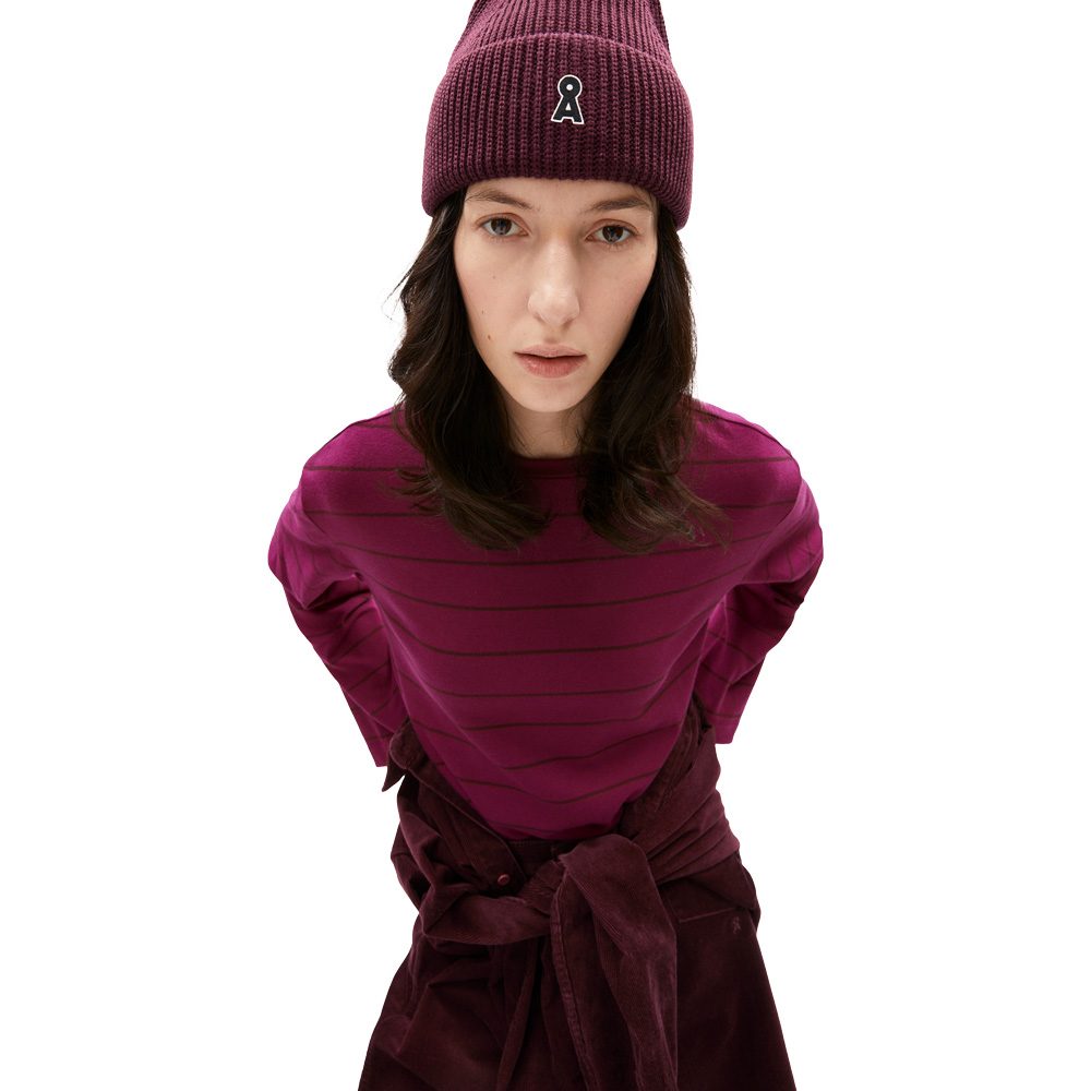 Armedangels Marynaa Fine Stripe Longsleeve Damen cherry juice-cranberry juice