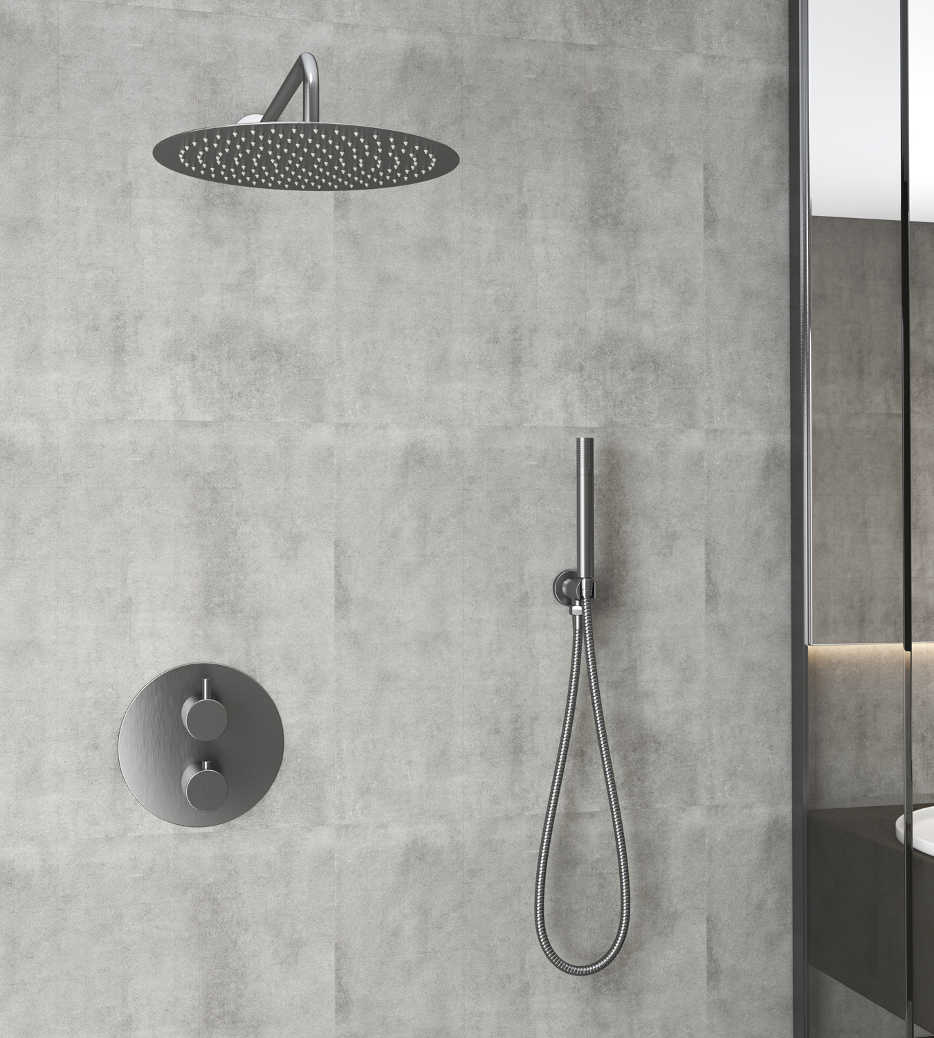 Saniclear Iron inbouw regendouche rond met 30cm hoofddouche en muurarm verouderd ijzer - gunmetal