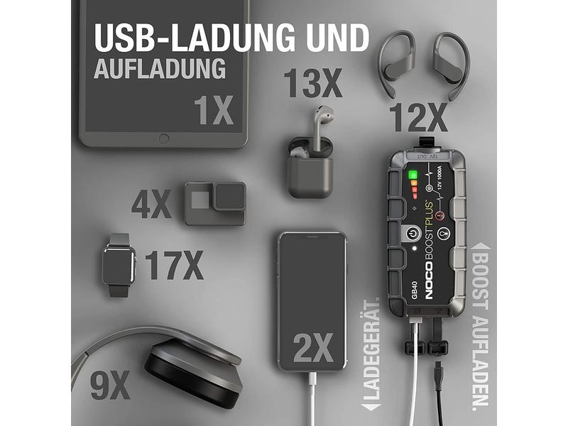 Noco Starterbatterie mit Ladefunktion GB40 12V 1000A Starterbooster und Powerbank, 12 V, 1000 A