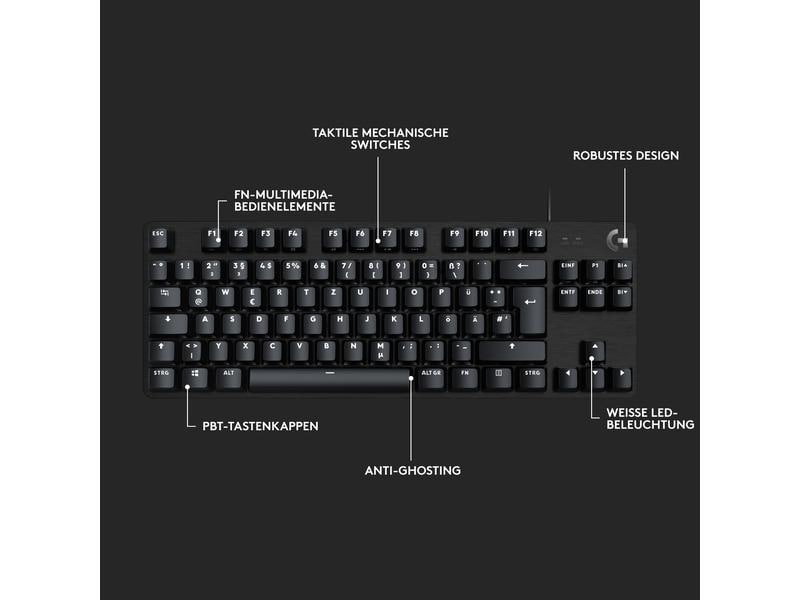 Logitech Gaming-Tastatur G413 TKL SE Mechanische Gaming-Tastatur mit Aluminium-Top-Case