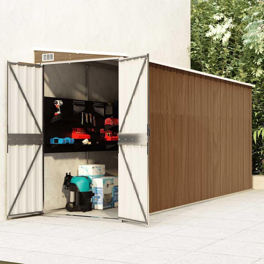 Refined Anbauschuppen Braun 118x382x178 cm Verzinkter Stahl