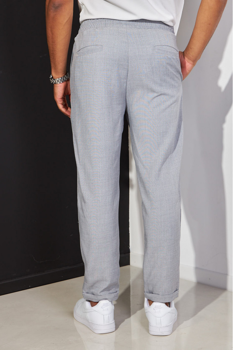 Pantalon effet lin gris