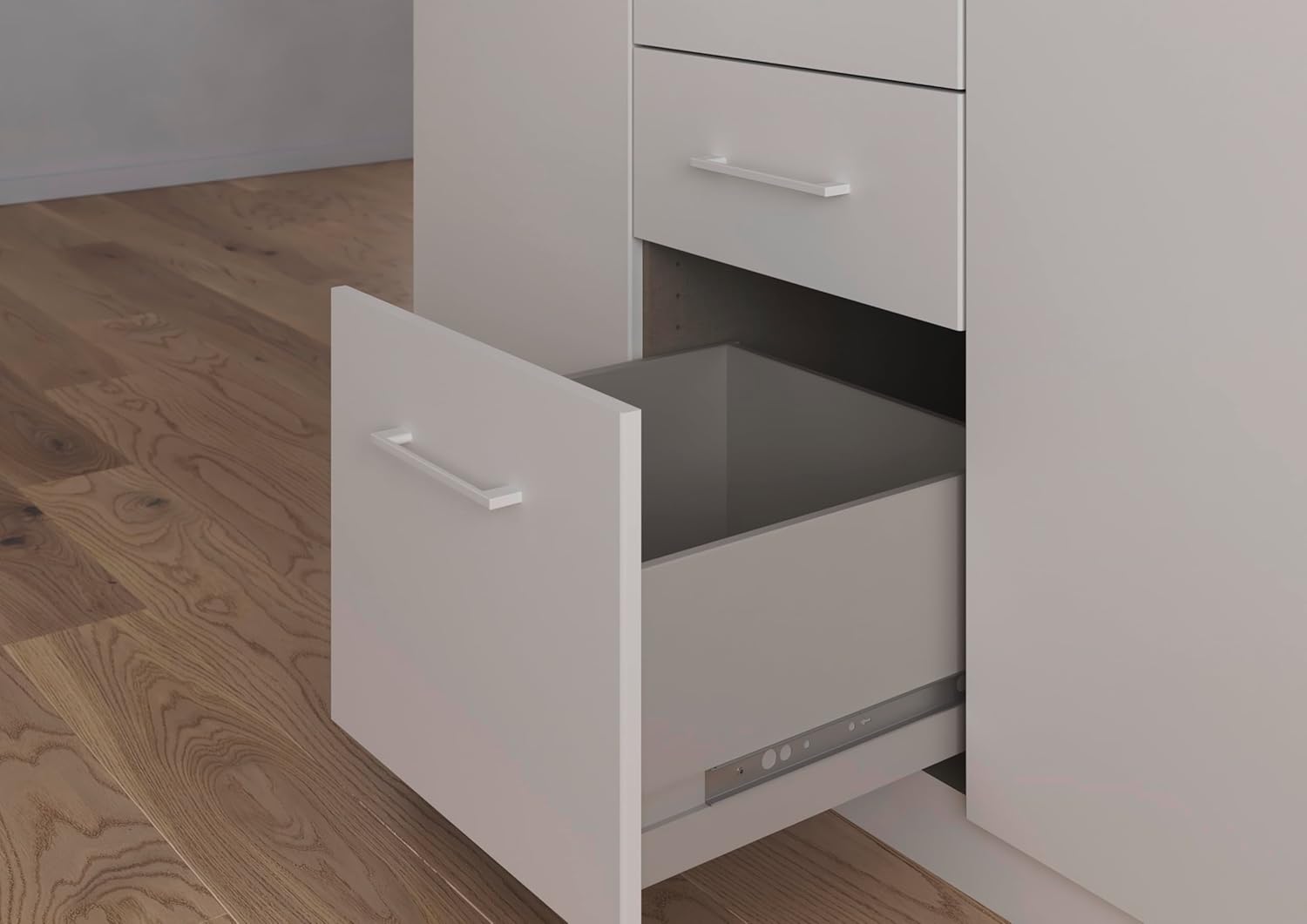 Rauch Möbel Glasgow Drehtürenschrank, Kleiderschrank, Schrank, Garderobe 3-türig, 2 Schubladen, Farbe Weiß, Griffprofil Weiß, 136x197x54cm