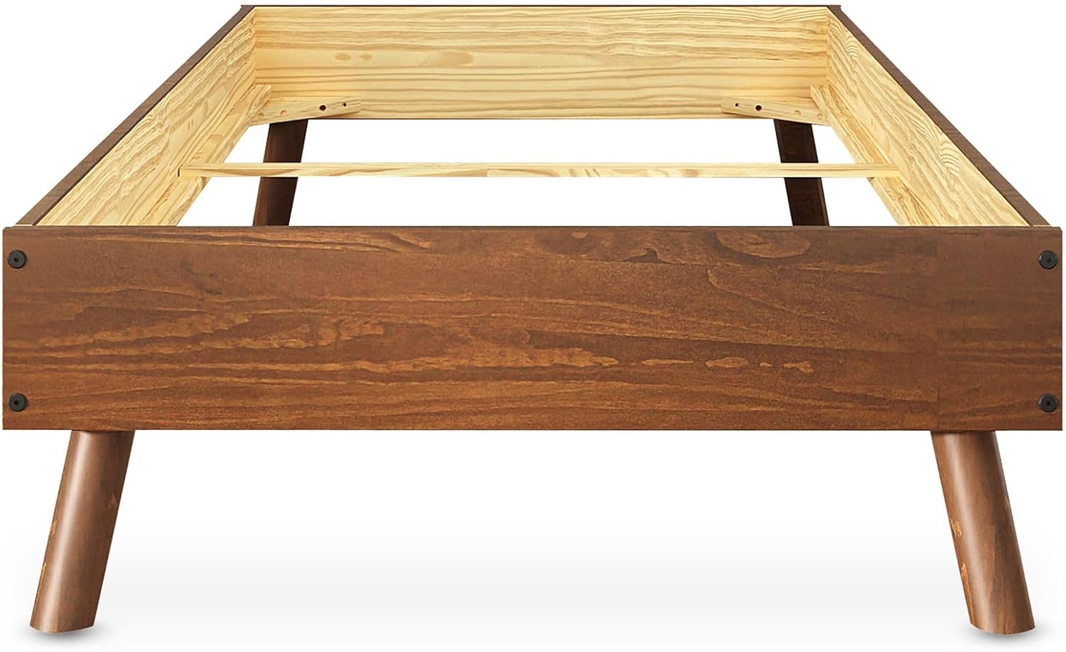 IDIMEX Futonbett Karri aus Massivholz, 100 x 200 cm, Kastanie – Holzbett mit konischen Füßen, Einzelbett für Schlafzimmer, Massivholz-Bett mit niedriger Rahmenhöhe, Klassische Formgebung